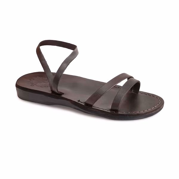 jerusalem sandals Jada (24) Women's Leather Ankle Strap Flat Sandal Brown