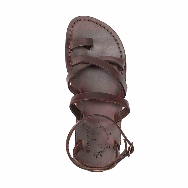 Jerusalem Sandals Jade (34) Women's Toe Ring Strappy Flat Sandal Brown