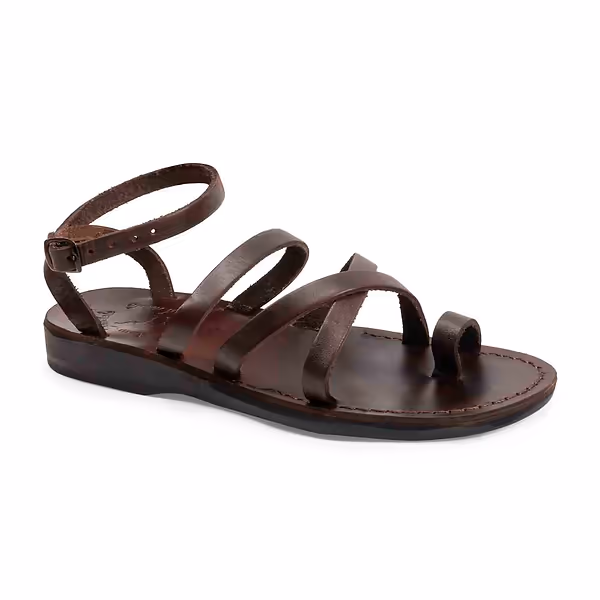 jerusalem sandals Jade (34) Women's Toe Ring Strappy Flat Sandal Brown