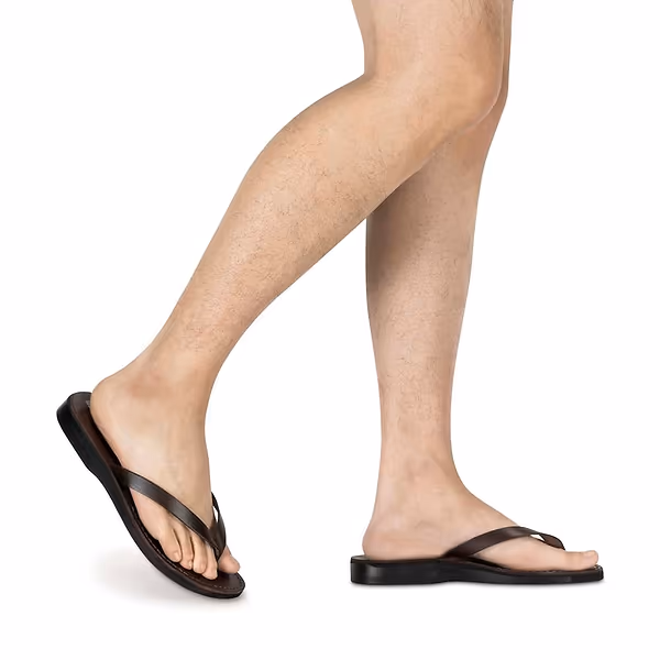 Jerusalem Sandals Jaffa (36) Men's Leather Flip Flop Sandal Brown