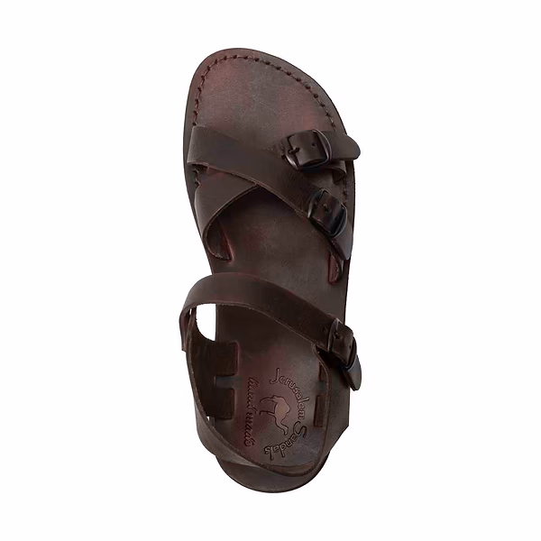 Jerusalem Sandals James (38) Men's Leather Adjustable Sandal Brown