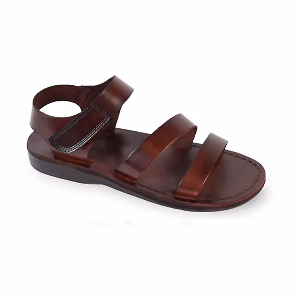 jerusalem sandals Jared (31) Men's Leather Velcro Strap Sandal Brown