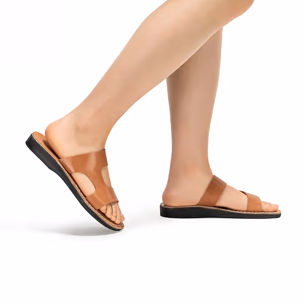 Jerusalem Sandals June (34) Women's Leather Side Strap Sandal Tan