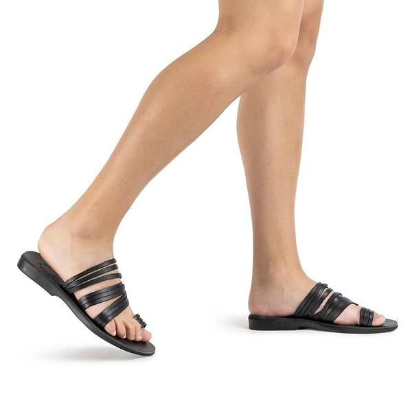 Jerusalem Sandals Layla (45) Women's Leather Thin Strap Sandal Black