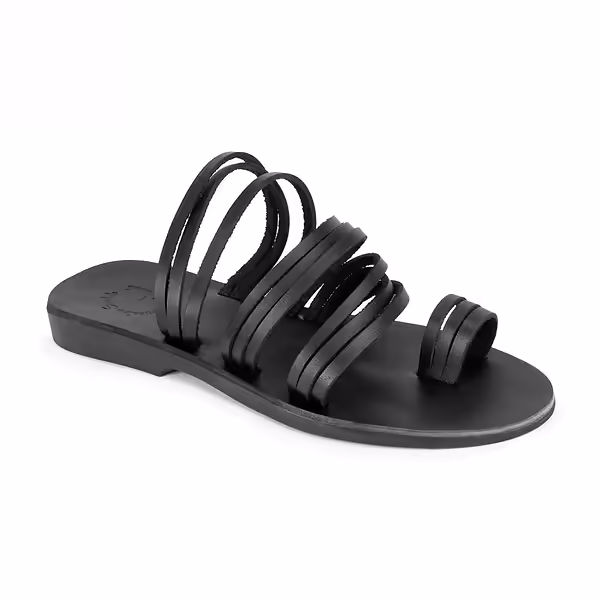 jerusalem sandals Layla (45) Women's Leather Thin Strap Sandal Black