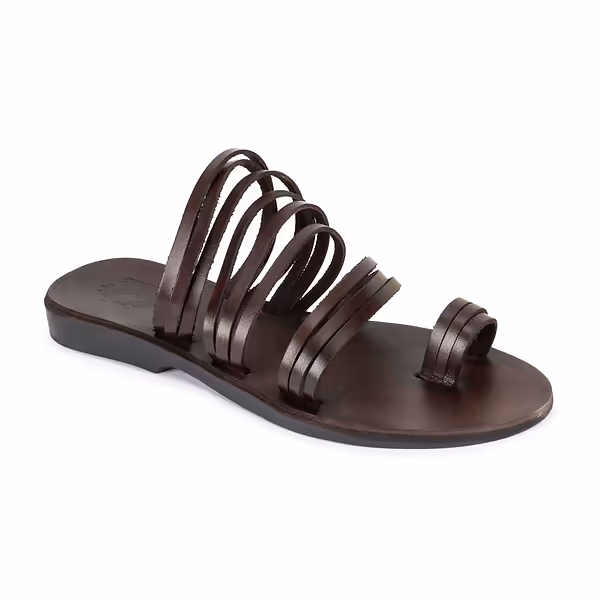 jerusalem sandals Layla (46) Women's Leather Thin Strap Sandal Brown