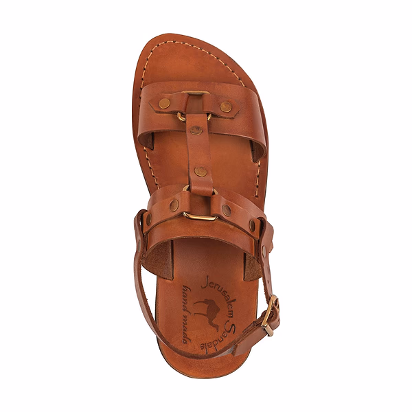 Jerusalem Sandals Lyra (32) Women's Riveted Comfort Leather Sandal Honey