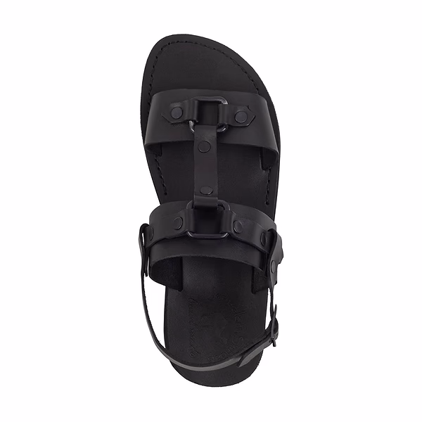 Jerusalem Sandals Lyra (44) Women's Riveted Comfort Leather Sandal Black