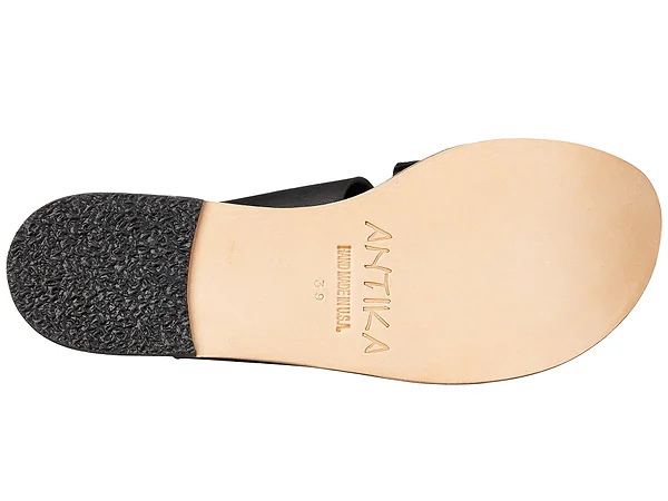Jerusalem Sandals Melrose Avenue (30) Women's Toe Loop With Snake Skin Leather Sandal Black