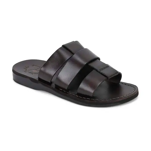 jerusalem sandals Micah (47) Men's Leather Double Strap Sandal Brown