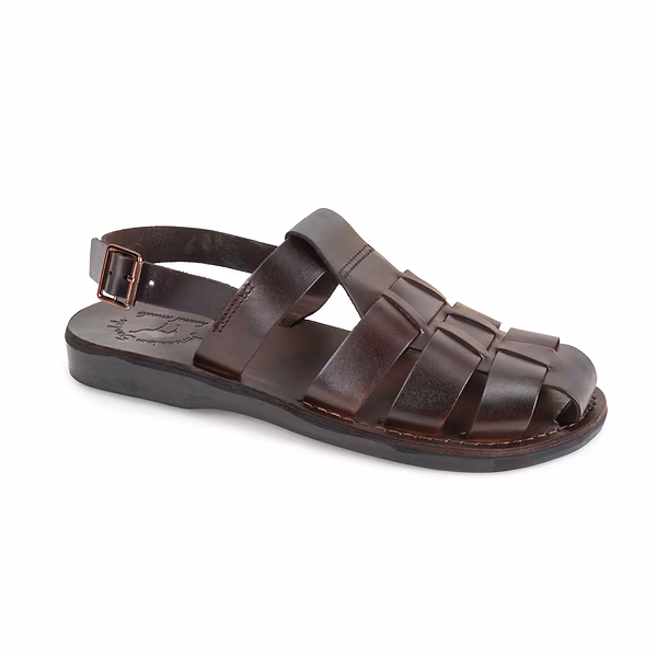 jerusalem sandals Michael (40) Men's Closed Toe Leather Fisherman Sandal Brown