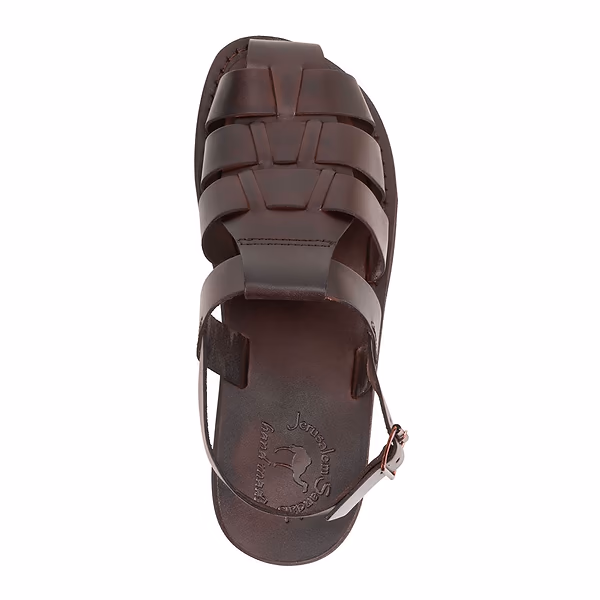 Jerusalem Sandals Michael (41) Women's Slingback Leather Fisherman Sandal Brown