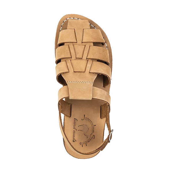 Jerusalem Sandals Michael (46) Women's Slingback Leather Fisherman Sandal Yellow Nubuck