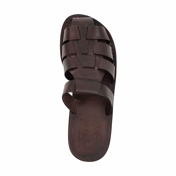 Jerusalem Sandals Michael Slide (20) Men's Leather Pacific Slide Sandal Brown