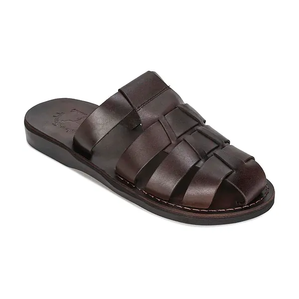 jerusalem sandals Michael Slide (20) Men's Leather Pacific Slide Sandal Brown