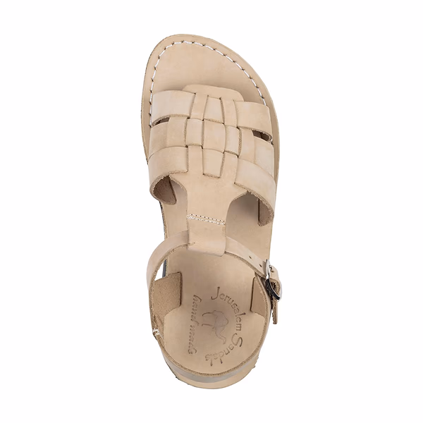 Jerusalem Sandals Mikayla (43) Women's Open Toe Fisherman-Style Sandal White Nubuck