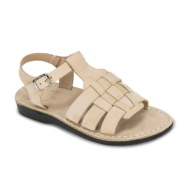 jerusalem sandals Mikayla (43) Women's Open Toe Fisherman-Style Sandal White Nubuck