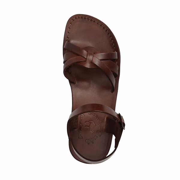 Jerusalem Sandals Miriam (37) Women's Leather Slingback Buckle Sandal Brown