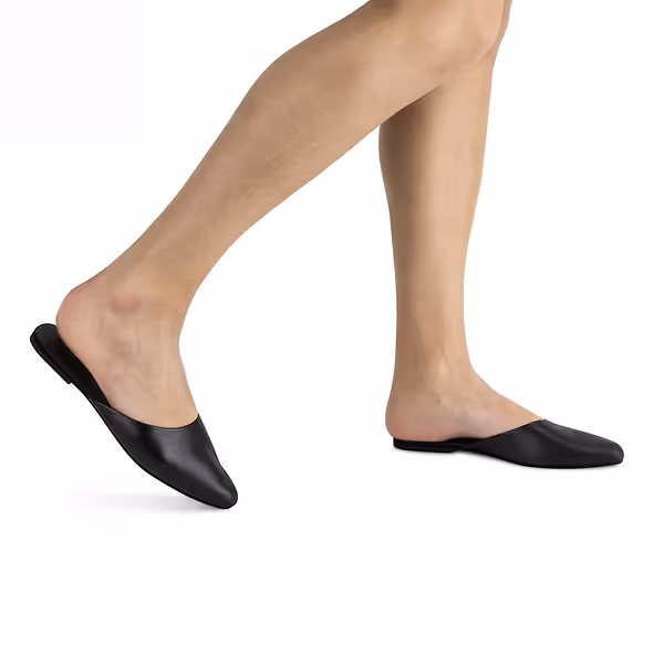 Jerusalem Sandals Myra (31) Women's Pointed Toe Leather Mule Black