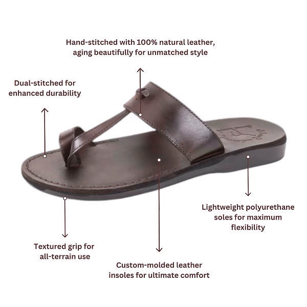 Jerusalem Sandals Nathan (47) Men's Leather Slip On Sandal Brown
