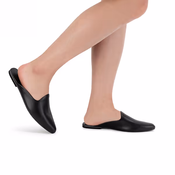 Jerusalem Sandals Nihi (21) Women's Pointed Toe Leather Mule Black