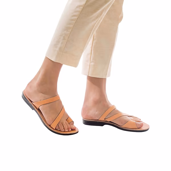 Jerusalem Sandals Noah (32) Women's Leather Slide On Sandal Tan