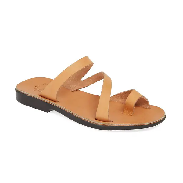 jerusalem sandals Noah (32) Women's Leather Slide On Sandal Tan