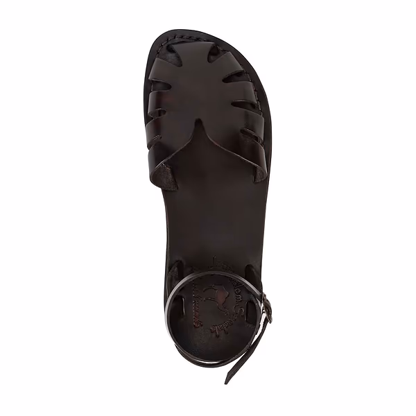 Jerusalem Sandals Olivia (35) Women's Leather Adjustable Strap Sandal Brown