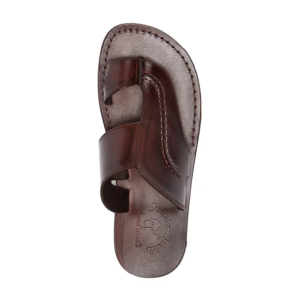 Jerusalem Sandals Peter (35) Men's Leather Toe Strap Sandal Brown