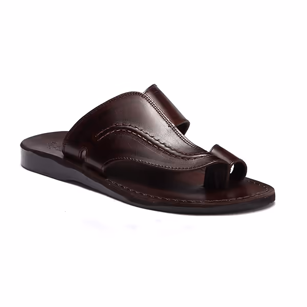 jerusalem sandals Peter (35) Men's Leather Toe Strap Sandal Brown