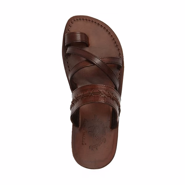 Jerusalem Sandals Rachel (37) Women's Leather Criss Cross Sandal Brown
