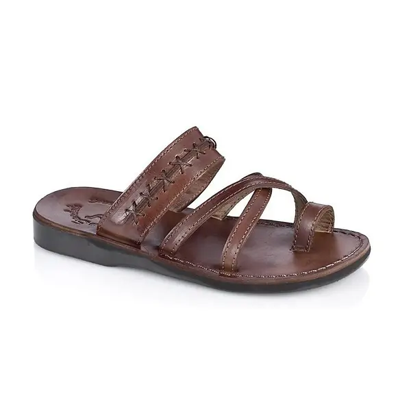 jerusalem sandals Rachel (37) Women's Leather Criss Cross Sandal Brown jerusalem sandals Rachel (37) Women's Leather Criss Cross Sandal Brown