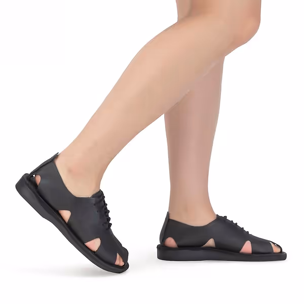 Jerusalem Sandals River (41) Women's Leather Lace-Up Sandal Black