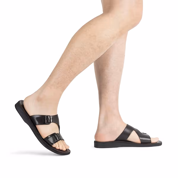 Jerusalem Sandals Samson (44) Men's Leather Double Buckle Sandal Brown