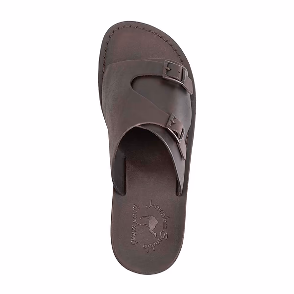 Jerusalem Sandals Seth (34) Men's Leather Slide Sandal Brown