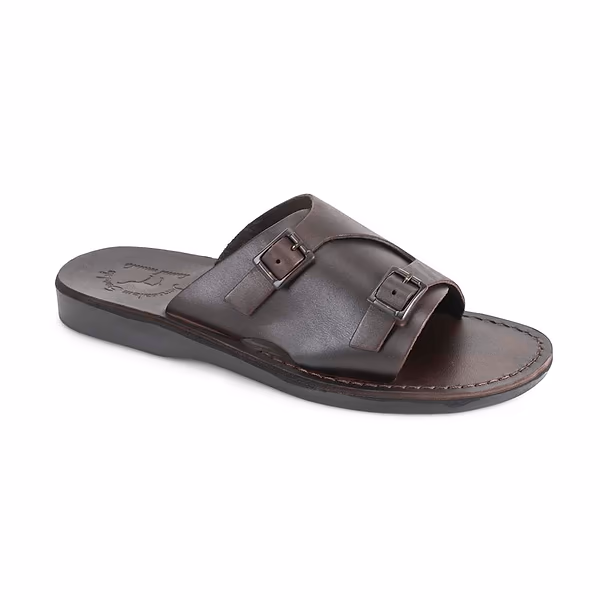 jerusalem sandals Seth (34) Men's Leather Slide Sandal Brown