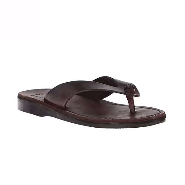 jerusalem sandals Solomon (34) Men's Leather Flip Flop Sandal Brown
