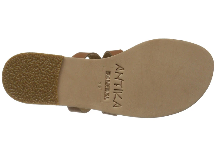 Jerusalem Sandals Sunset Blvd (23) Women's Leather Toe Loop With Swarovski Crystals Tan