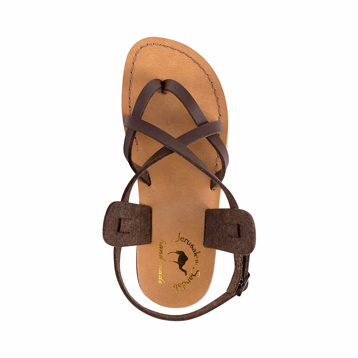 Jerusalem Sandals Tamar Buckle Vegan (30) Women's Leather Alternative Sandal Brown