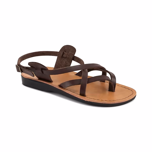 jerusalem sandals Tamar Buckle Vegan (30) Women's Leather Alternative Sandal Brown