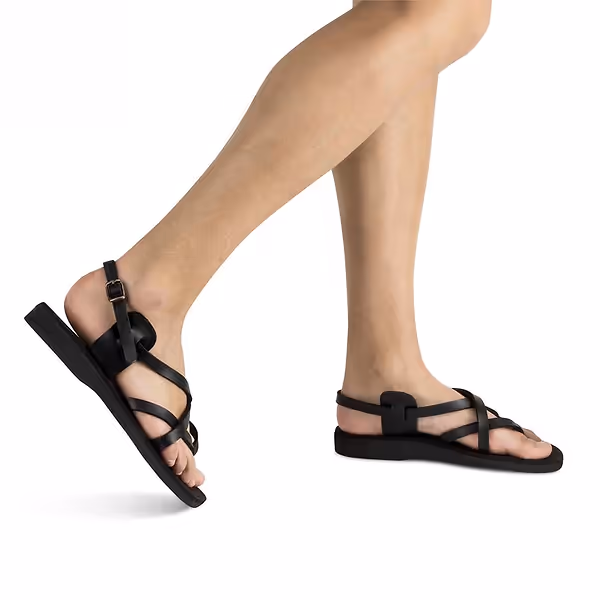 Jerusalem Sandals Tamar Buckle Vegan (41) Women's Leather Alternative Sandal Black