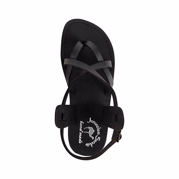 Jerusalem Sandals Tamar Buckle Vegan (41) Women's Leather Alternative Sandal Black
