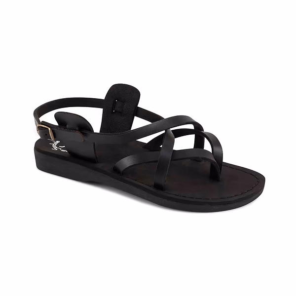 jerusalem sandals Tamar Buckle Vegan (41) Women's Leather Alternative Sandal Black