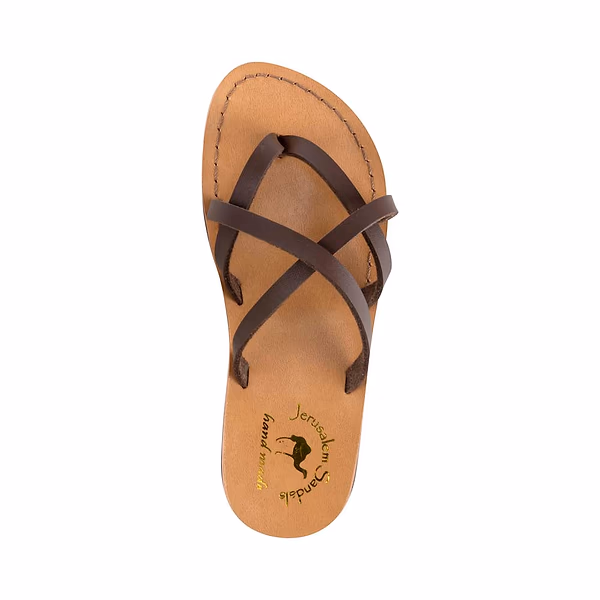 Jerusalem Sandals Tamar Vegan (31) Women's Leather Alternative Sandal Brown