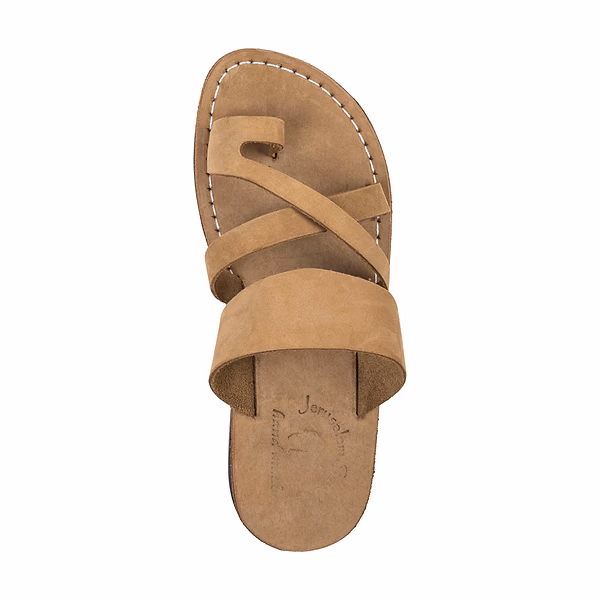 Jerusalem Sandals The Good Shepherd (44) Women's Leather Toe Loop Sandal Yellow Nubuck