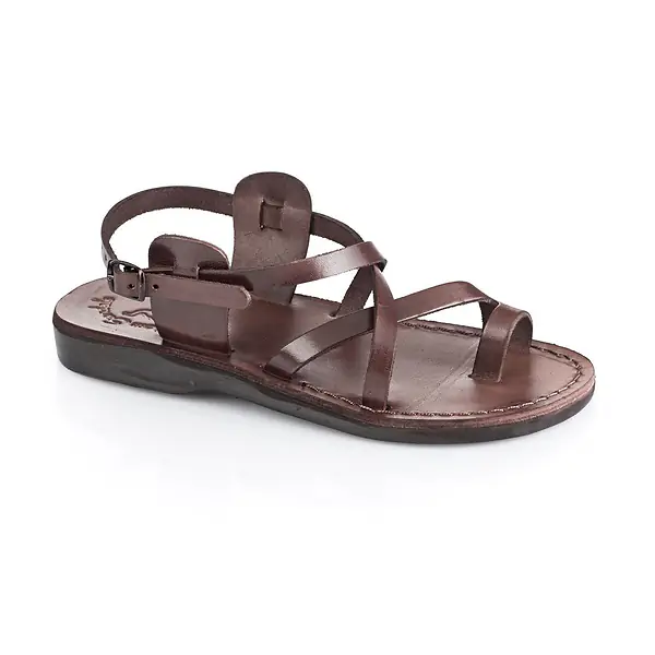 jerusalem sandals The Good Shepherd Buckle (45) Women's Leather Toe Loop Sandal Brown