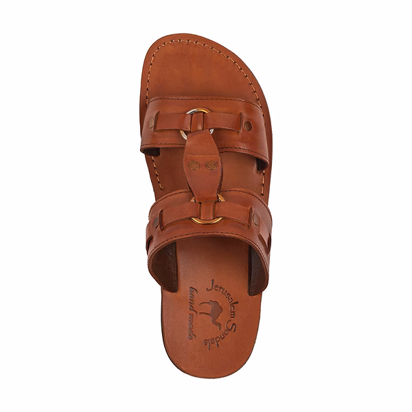 Jerusalem Sandals The Wayfarer (20) Men's Bold Leather Ring Sandal Honey