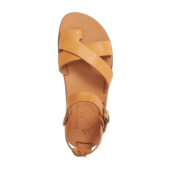 Jerusalem Sandals Tovah (47) Women's Molded Crossover Strap Sandal Tan