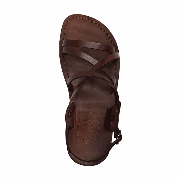 Jerusalem Sandals Tzippora (32) Women's Leather Strappy Slingback Sandal Brown