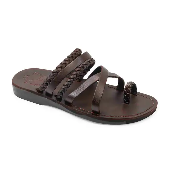 jerusalem sandals Uri (31) Women's Strappy Braided Toe Loop Sandal Brown
